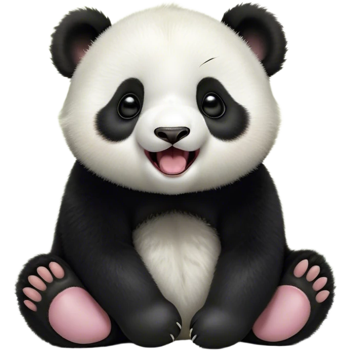 Cinematic Cute Yawning Baby Panda Portrait Emoji, Head tilted slightly with a dramatic, wide-open yawn, showcasing a soft, fuzzy black and white Fur with droopy ears, round eyes barely open in drowsy contentment, Simplified yet irresistibly adorable features, highly detailed, glowing with a soft, cozy glow, high shine, relaxed yet expressive, stylized with a touch of gentle whimsy, bright and endearing, soft glowing outline, capturing the essence of a sleepy yet affectionate baby panda, so drowsy it feels like it could curl up out of the screen for a nap! emoji