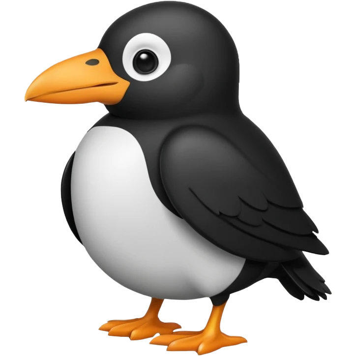 a crow with penguin coloring, emoji style emoji