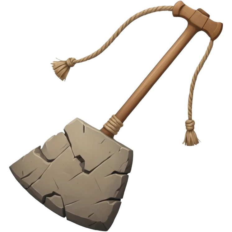 ancient break stone ax string and stick emoji