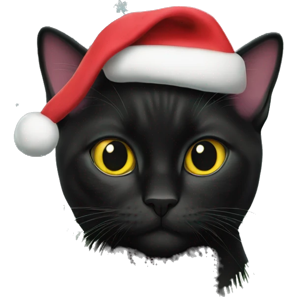 A bombay Cat in the christmas tree whith santa claudia emoji
