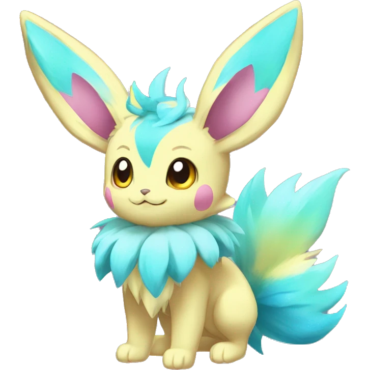 Shiny Colorful Kawaii Eeveelution-Cute-Pokémon-fusion full body emoji
