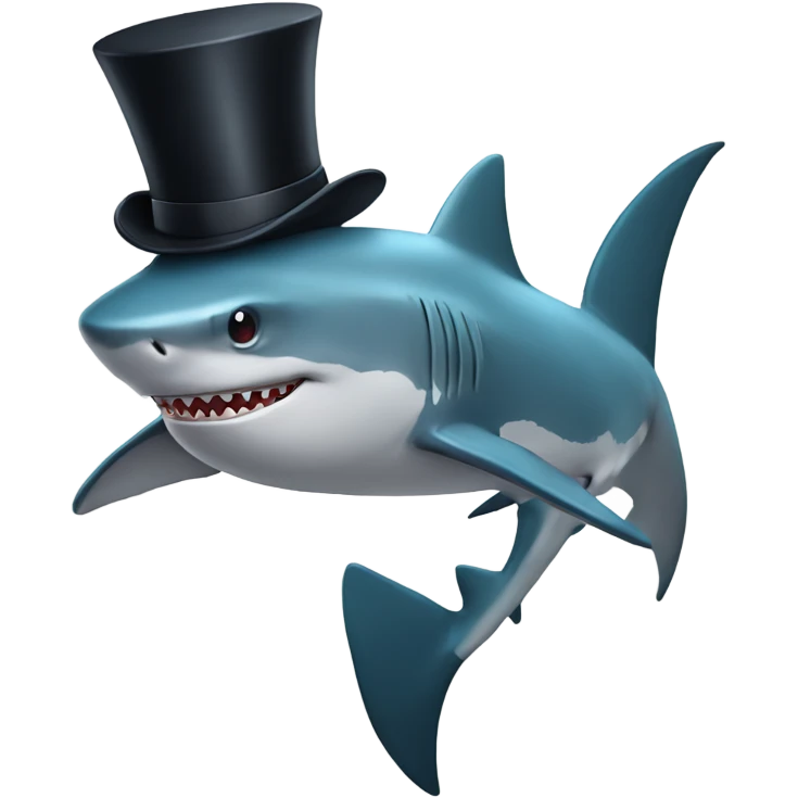 Shark with a top hat emoji