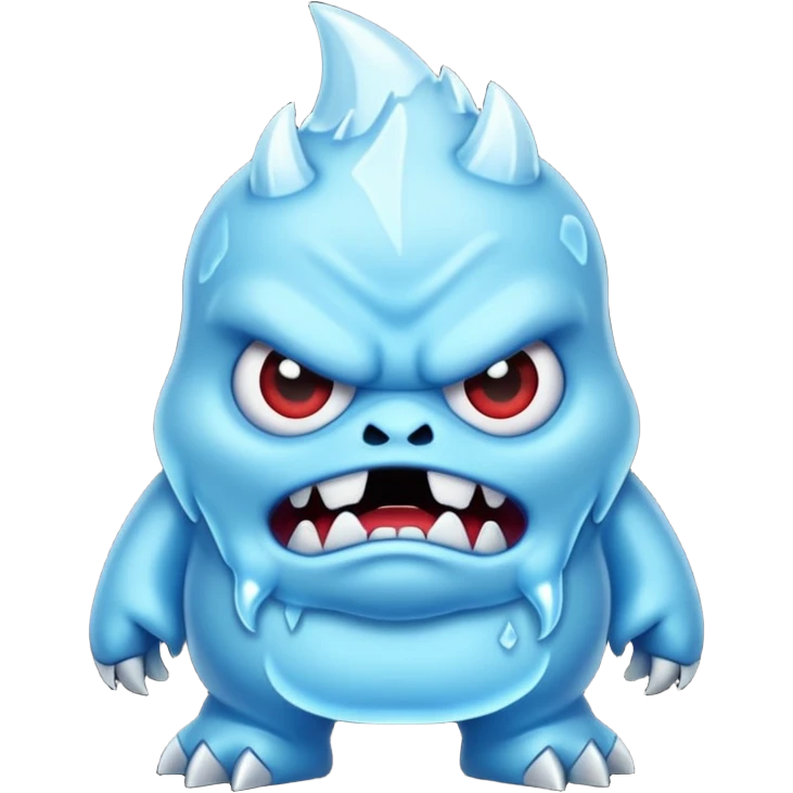 a grumpy chibi ice monster, scary, sinister emoji