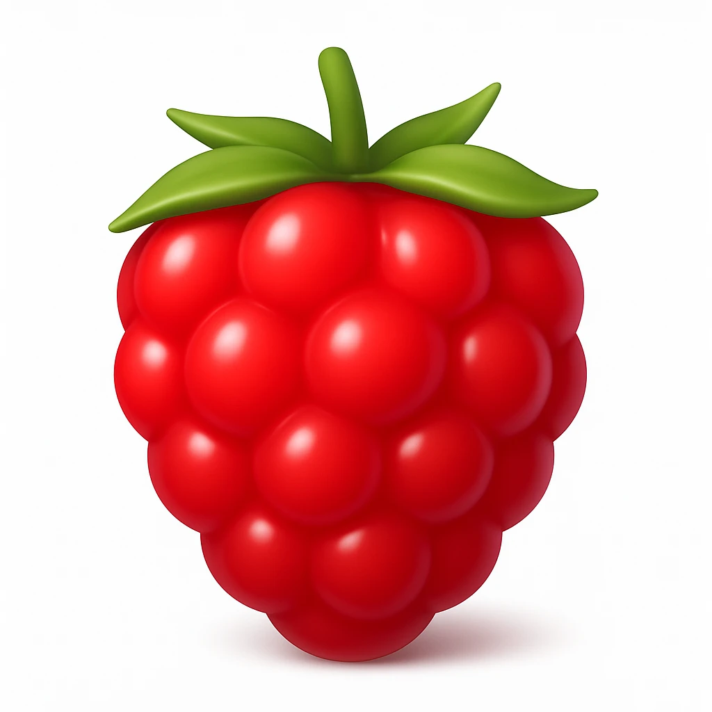 Create a berry emoji exactly like the reference image in iOS emoji style. Match the same shape, color, and texture, making it smooth and shiny. Add a soft shadow to the berry. emoji