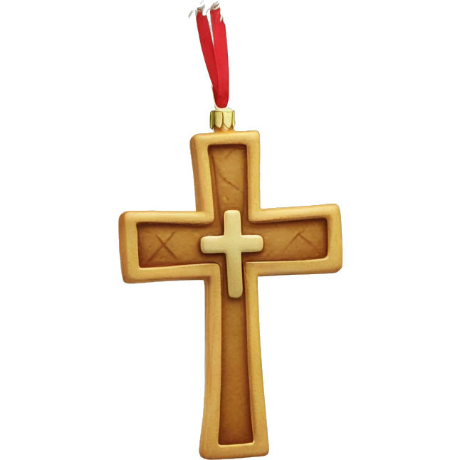 a chistian cross on a christmas ornament emoji