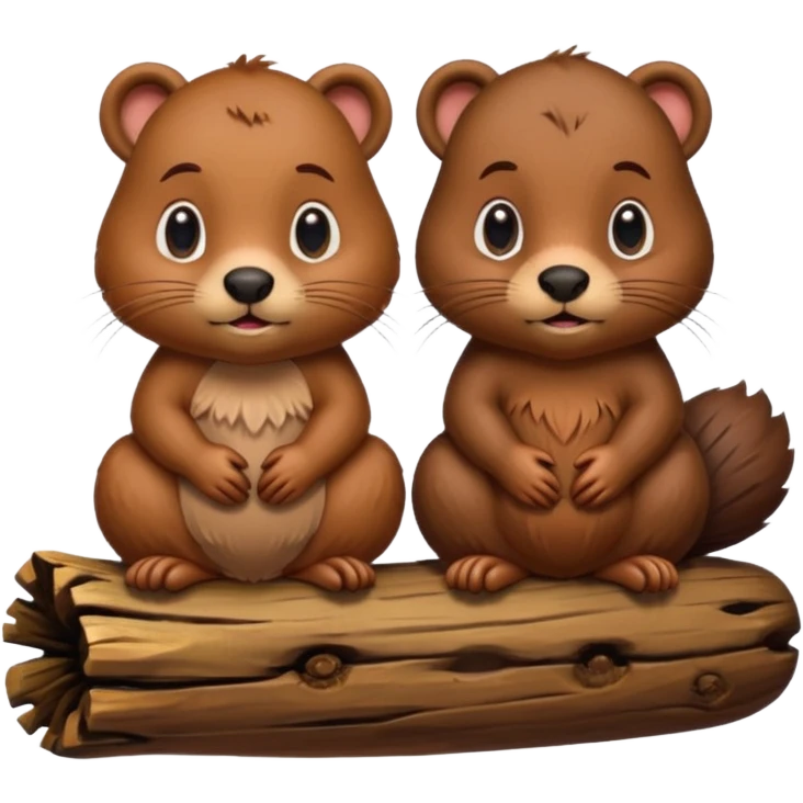 a girl beaver and a boy beaver on a log emoji