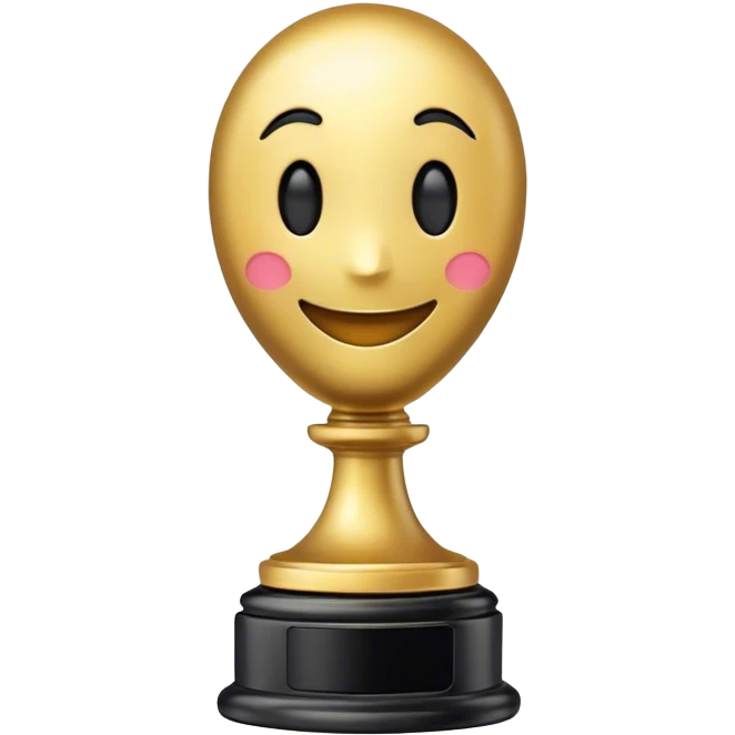 oscar statuette with a black base and a smiling emoji face for the head emoji
