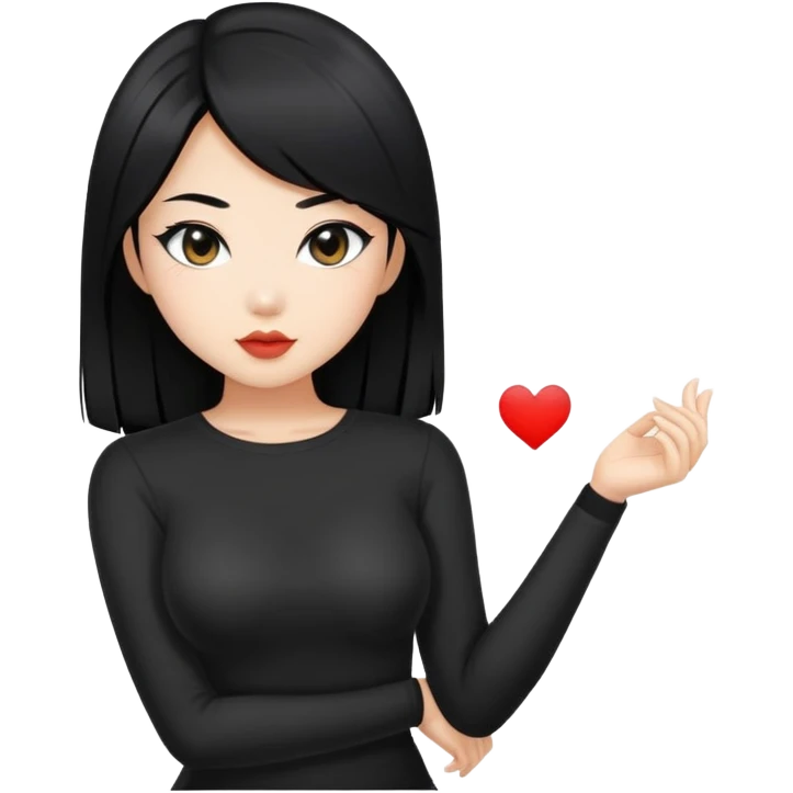 Playboy bunny sexy Asian woman, black hair, wearing black sfw emoji