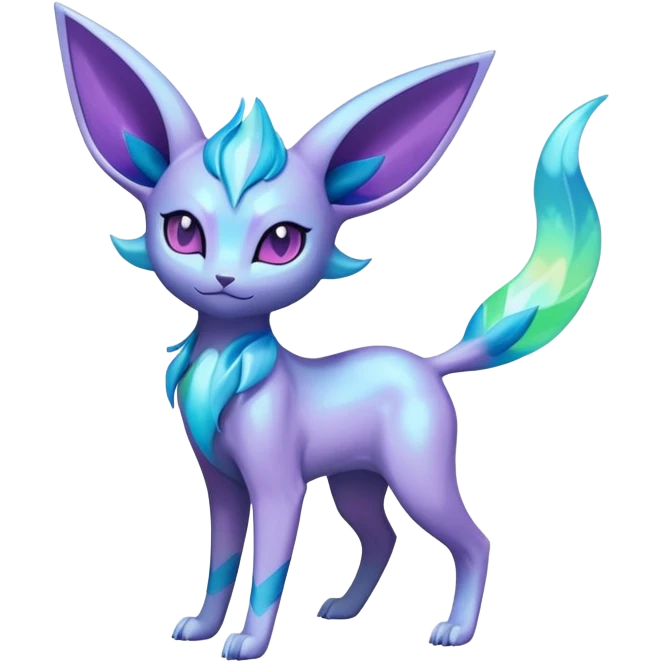 Colorful Iridescent Exotic Espeon-Aurorus-Glaceon-Fakémon-hybrid-creature (full body)  emoji