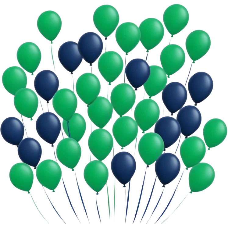 many of deep green and navy blue Baloons 4K emoji