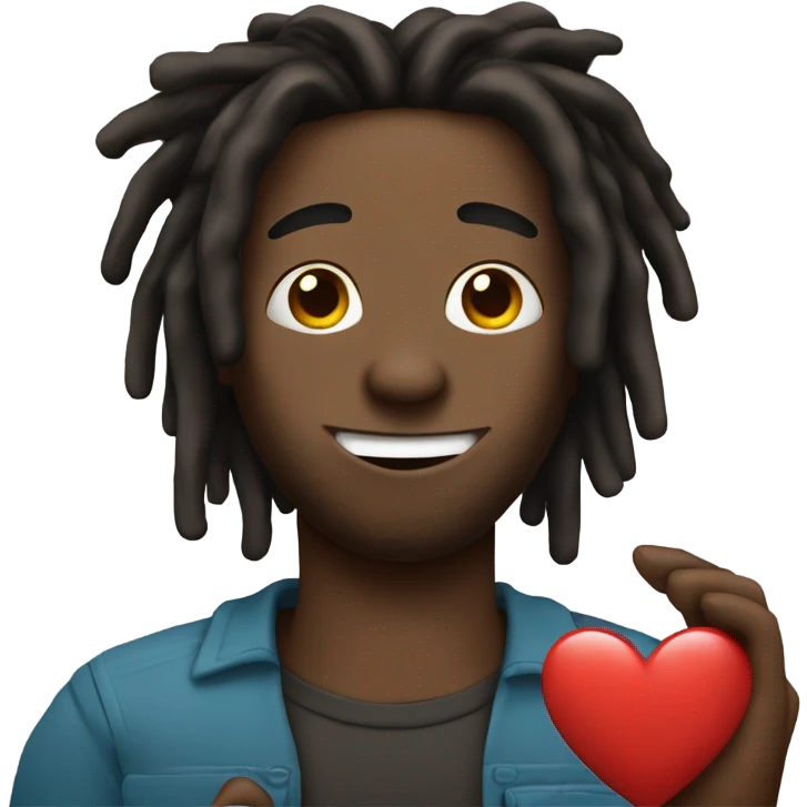 black guy with dreads and grillz holding up a heart with hands emoji