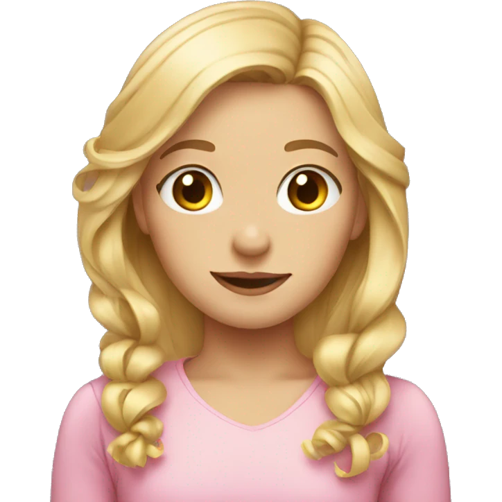 Blond hair girl with a ribbon  emoji