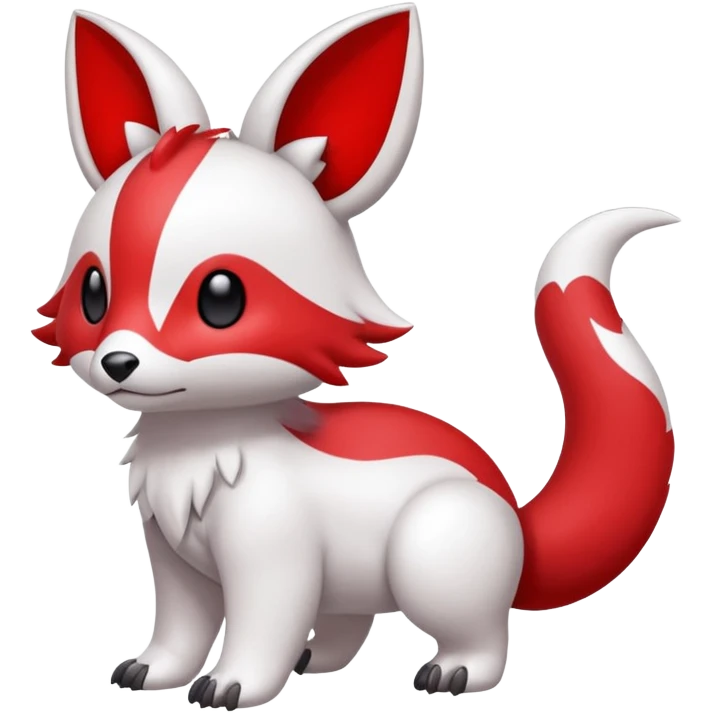 Cute cool white red animal hybrid Fakemon full body emoji