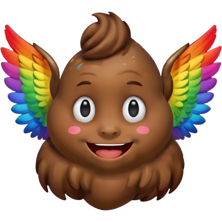 Rainbow Poop emoji face with wings emoji