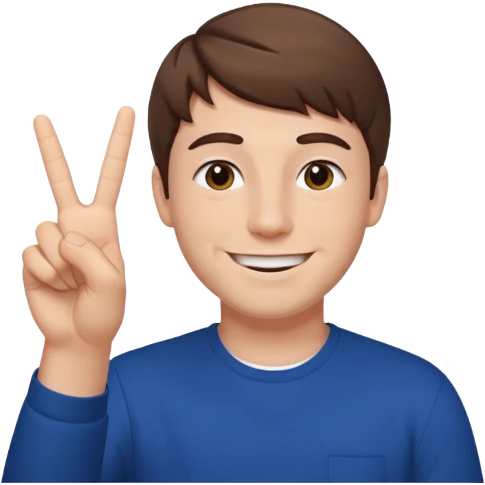 Mr Beast doing this sign "✌️" emoji