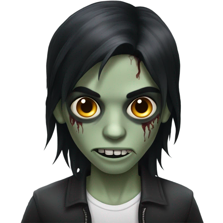 zombie boy with long black hair and dark brown eyes emoji