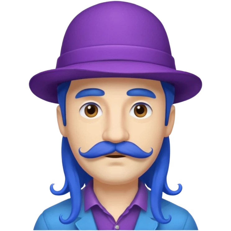 blue long haired man and purple hat and mustache emoji