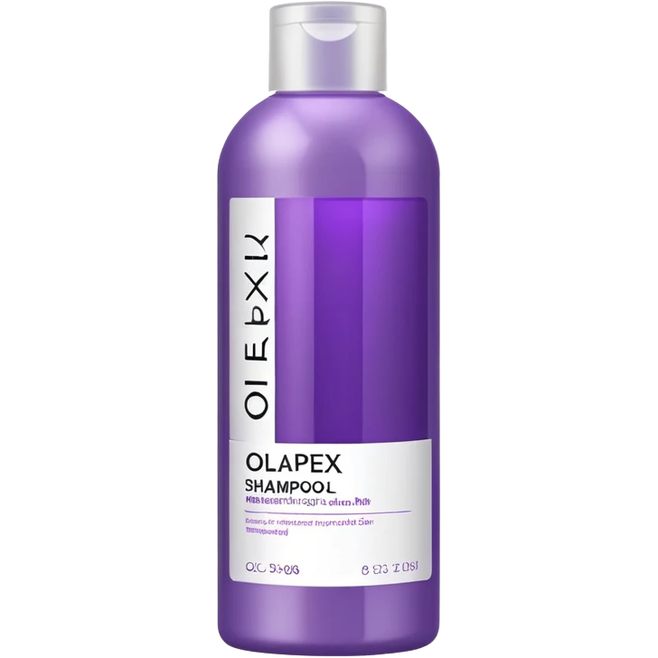 Olaplex shampoo bottle with purple label emoji