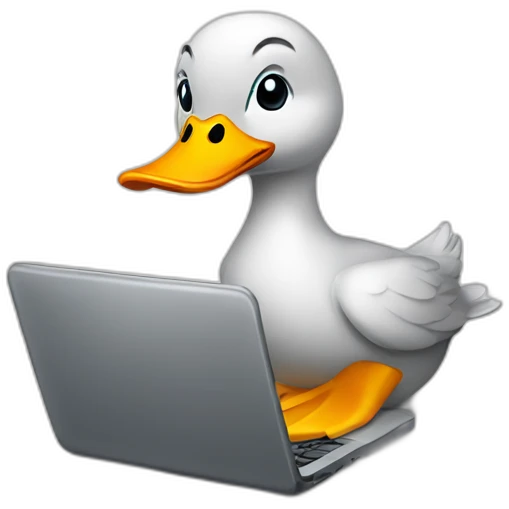 duck working on laptop emoji