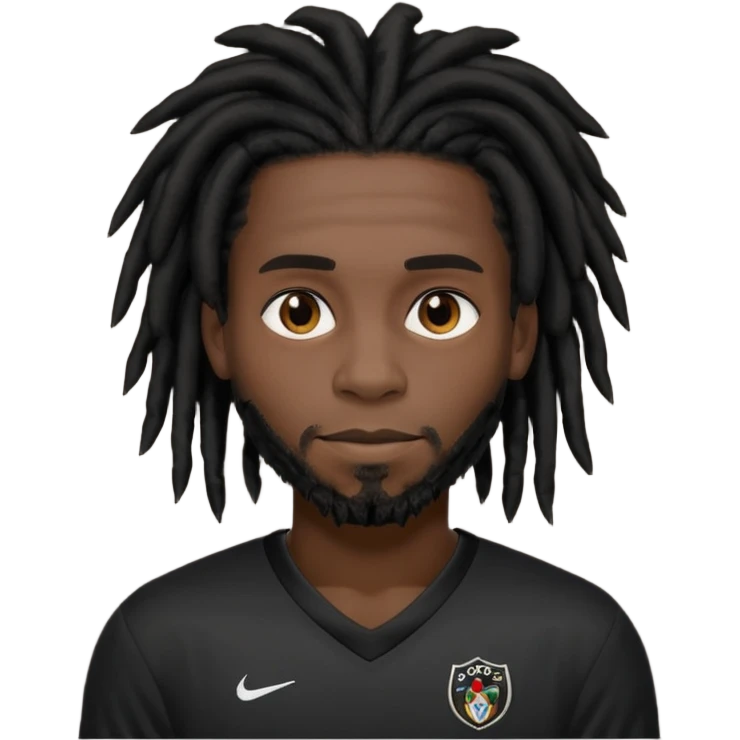 black dreadlocks man with black jersey emoji