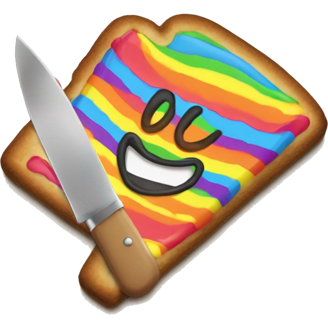 Rainbow evil smile poptart with a knife emoji