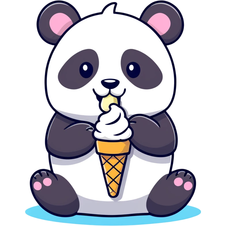 Panda eating ice cream emoji