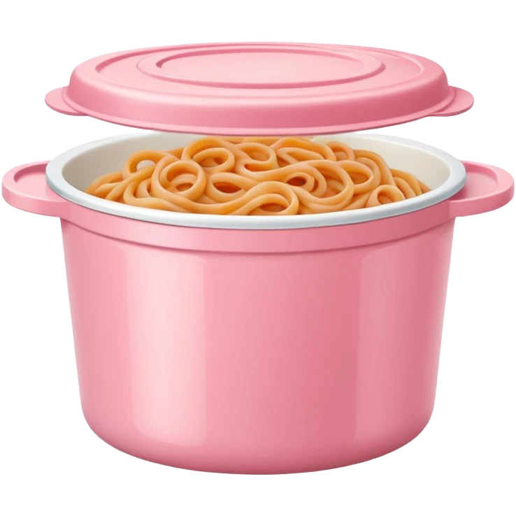 pastel pink food container with bolognese pasta inside emoji