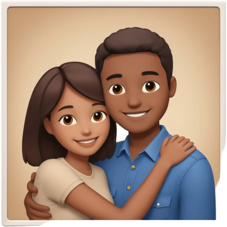 Couple hugs polaroid emoji