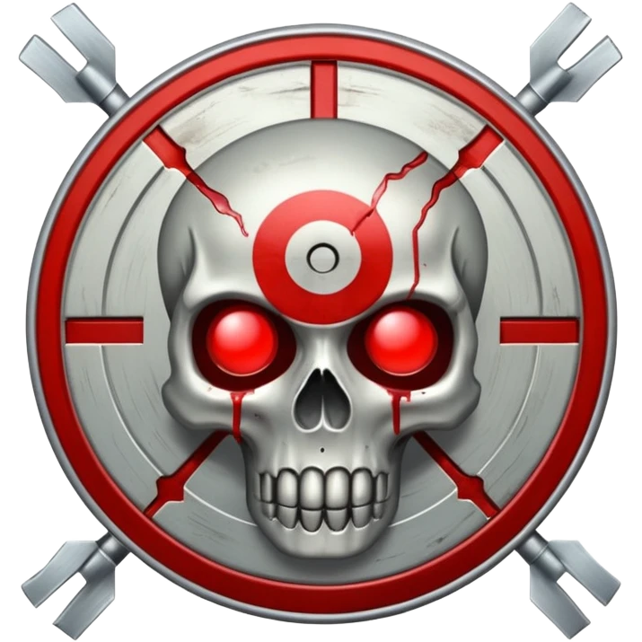 A target sight, nothing else. In the style of your bleeding skull art emoji