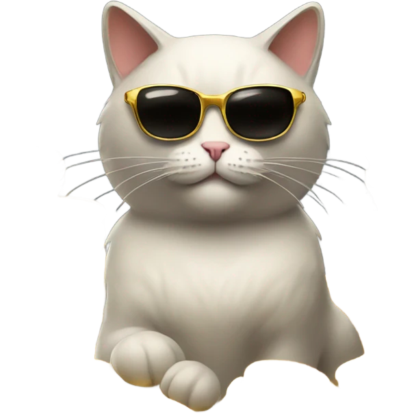 cat in brutal dark glasses with a pile of gold coins emoji