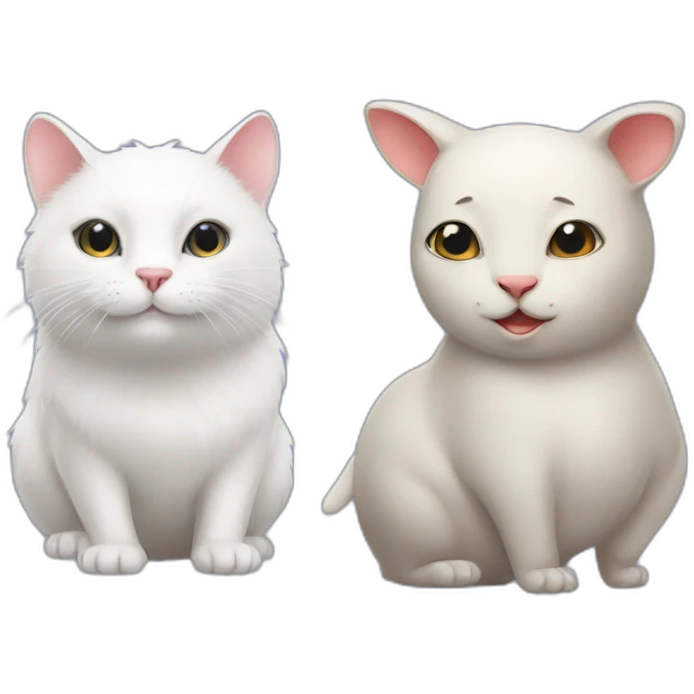 White cat and funny wombat emoji