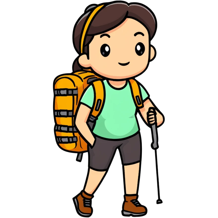 woman with hiking backpack emoji