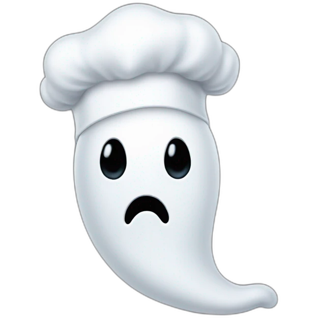 ghost with kissy face wearing chef's hat emoji