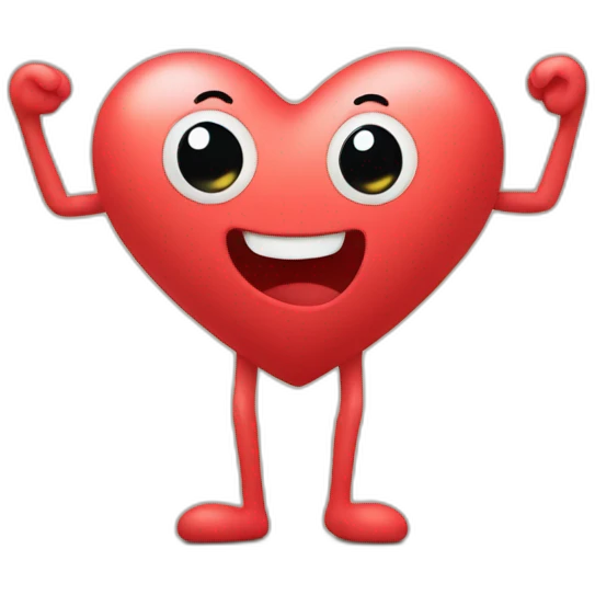 Heart with a cute face and arms and legs coming out of it emoji