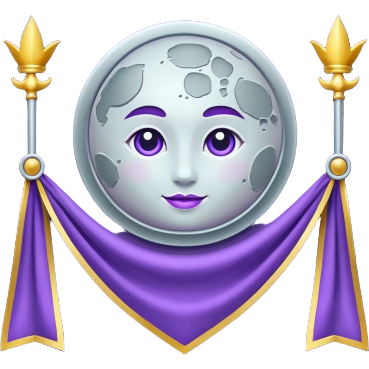 Moon Banner — silver cloth + violet trim,Royal Banner. emoji