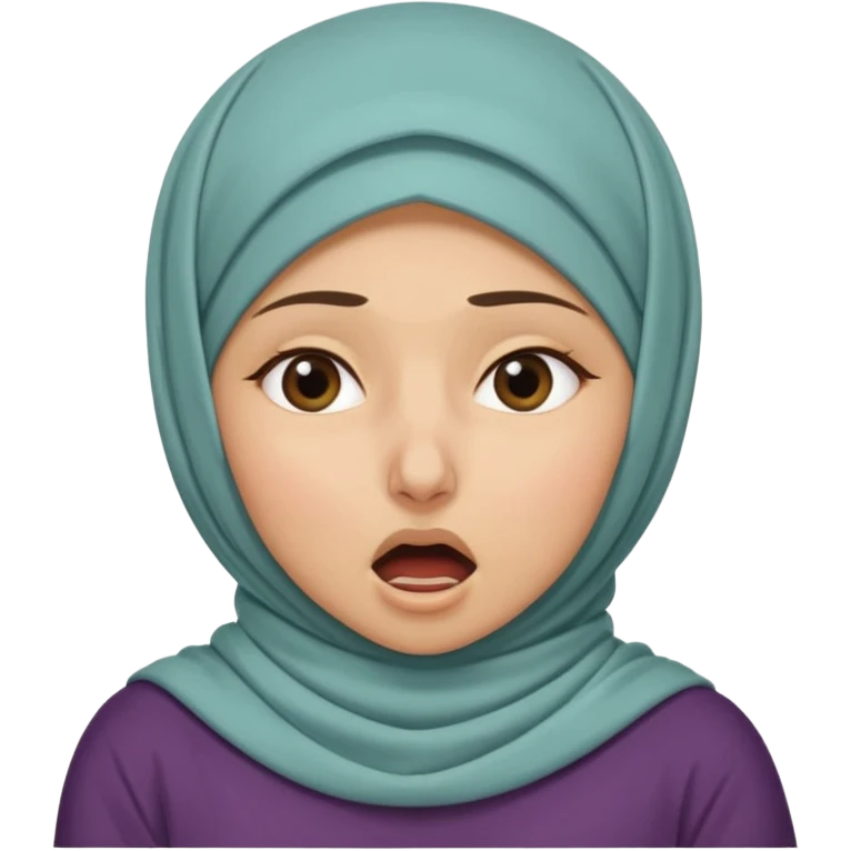A light hijabi woman choking herself out of frustration but she's nonchalant  emoji