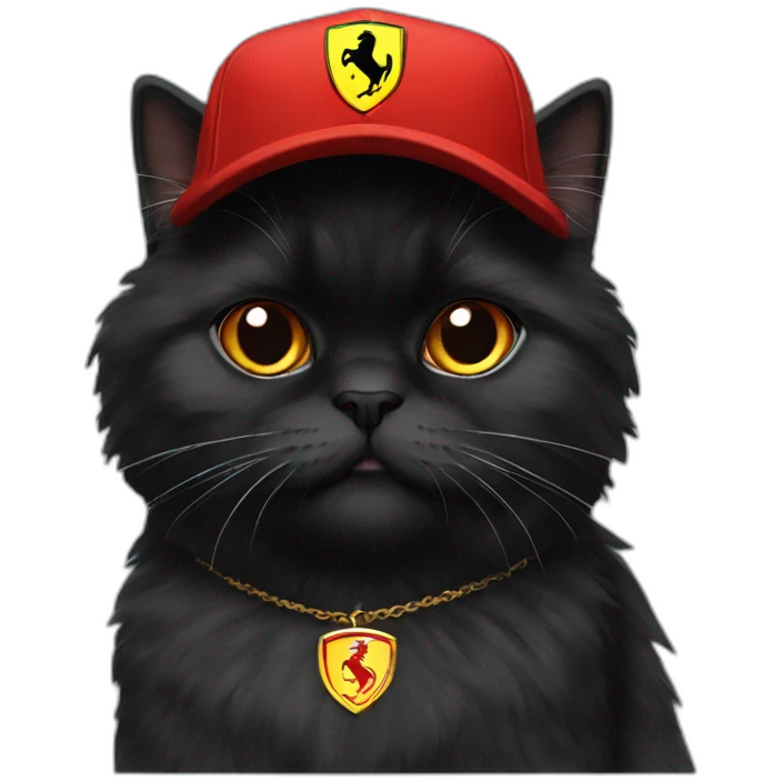 Black persian cat with red Ferrari cap  emoji
