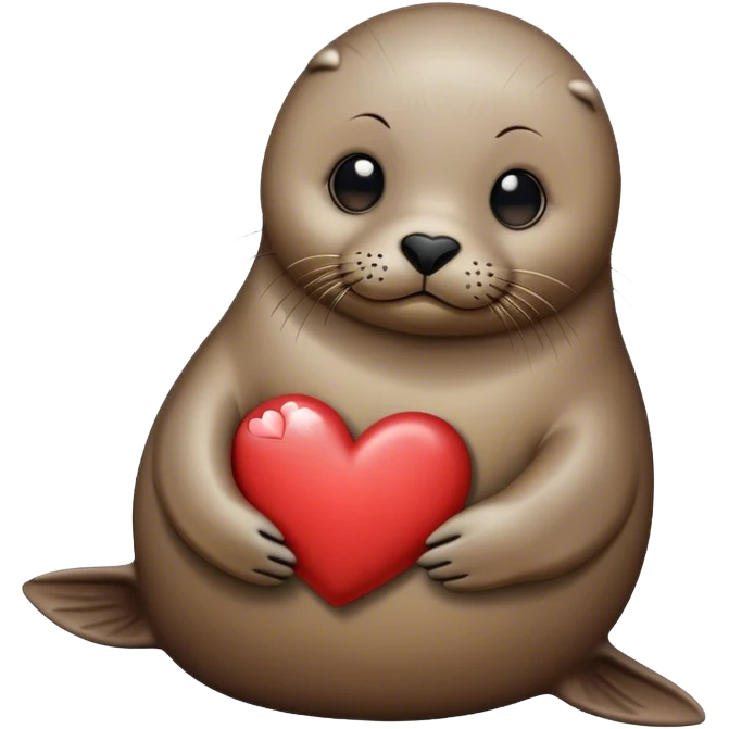 Seal holding a heart emoji