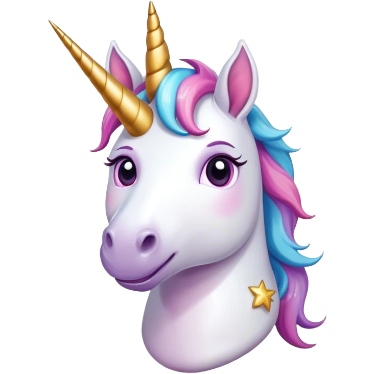 Unicorn with magic stars and a smile emoji