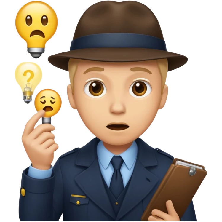surprised detective discovering a clue, inspired by Agent Sai Srinivas Athreya, emoji style emoji