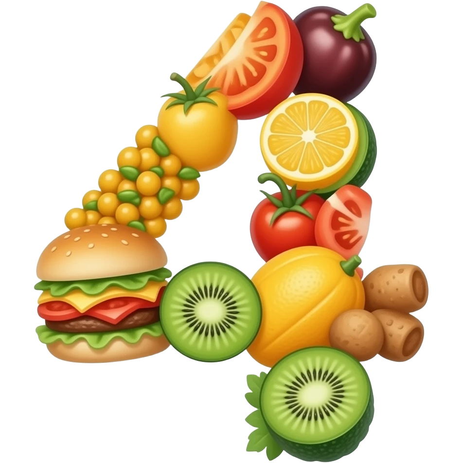 number 4 made of food emoji