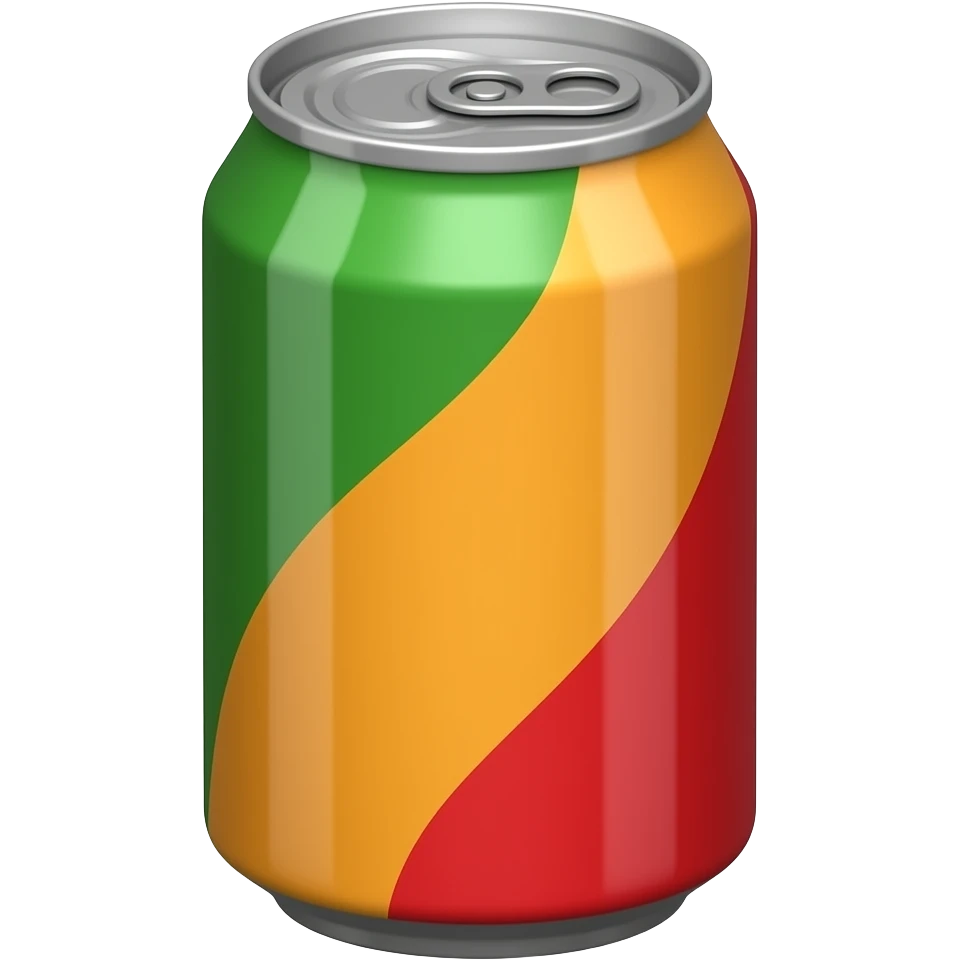 canette avec couleur verte + orange + rouge emoji