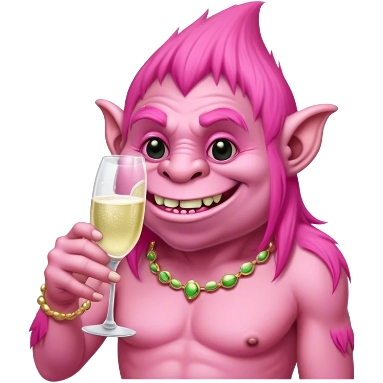 Pink troll chugging champagne  emoji