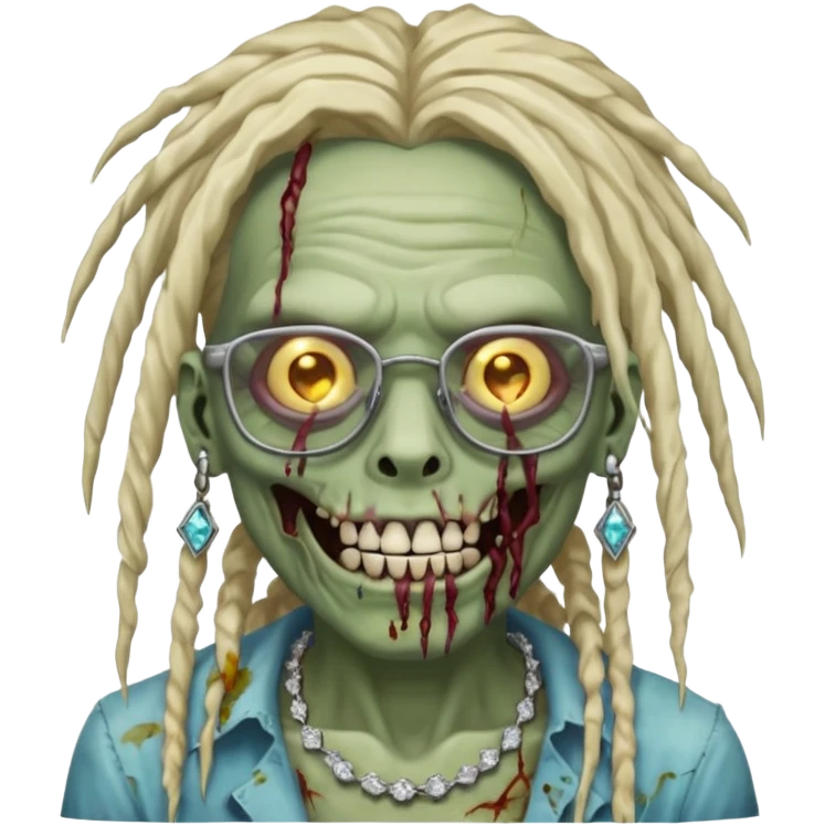 zumbi com grillz de diamante, com nudread e óculos quadrado emoji
