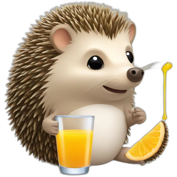 hedgehog drinks juice emoji