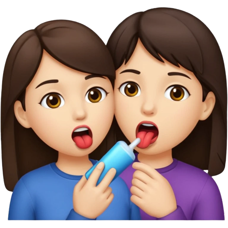 A brunette girl sucks a dick with her mouth. emoji
