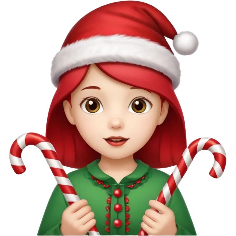 Little Girl with candy canes celebrating Christmas emoji