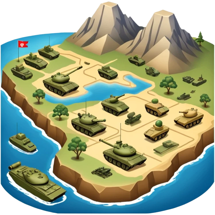 strategic military map with military objects emoji