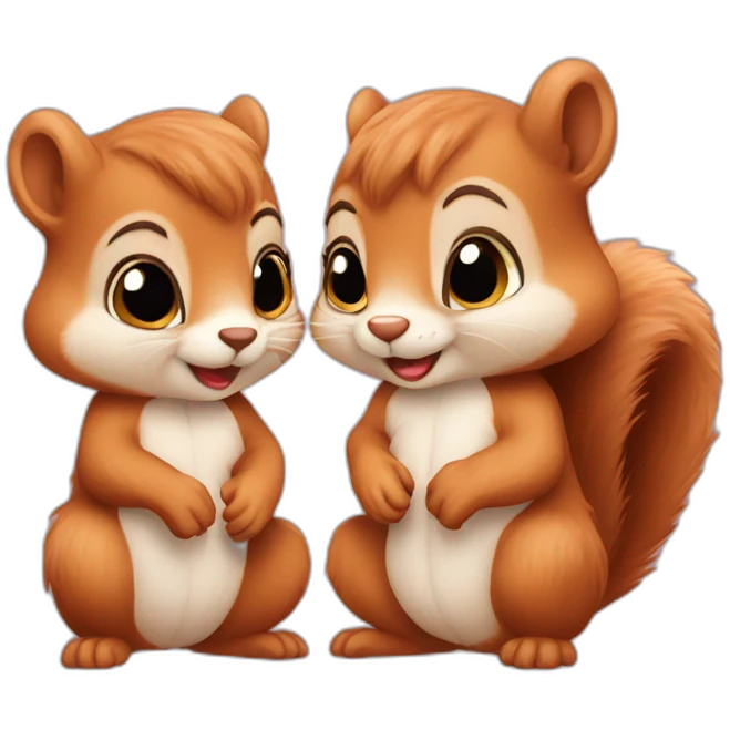 Two Baby squirrel in love emoji