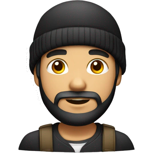 Jeune homme vietnamien cheveux noir avec barbe et bonnet emoji